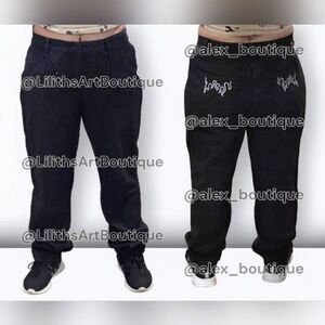 SHEIN Fire Print Straight Leg Jeans(A053)-Size XL for Women